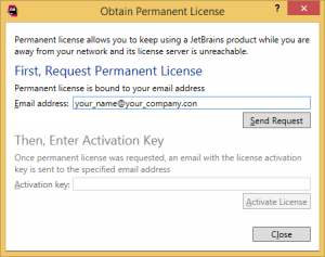 Obtain Permanent License dialog